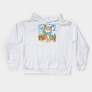 Summer Gardening Cat Kids Hoodie